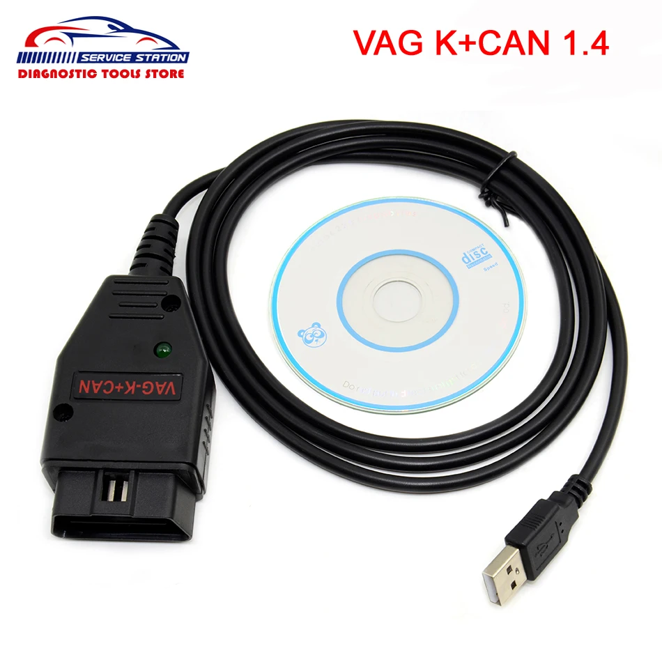 5 шт./лот VAG K+ CAN Commander 1,4 OBD2 диагностический сканер инструмент OBDII VAG 1,4 COM Кабель VAG K CAN 16pin Мужской Com Кабель