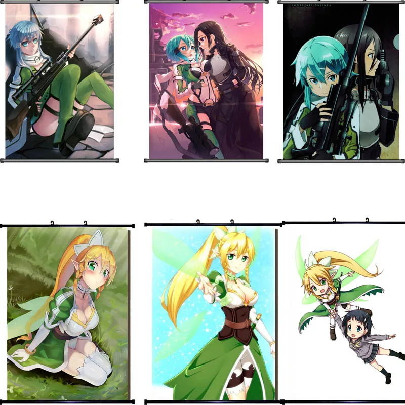 

Japanese Anime Sword Art Online II SAO sexy girl Kirigaya Suguha & Asada Shino Home Decor Wall Scroll Poster Decorative Pictures