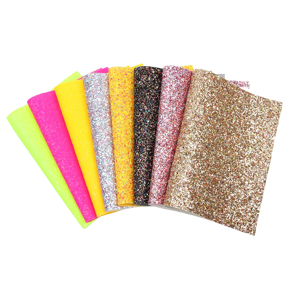 IBOWS 22*30cm Faux Synthetic Leather Bow Fabric Neon Colors Chunky Glitter Party Wedding Decoration DIY Hairbows Bags Materials