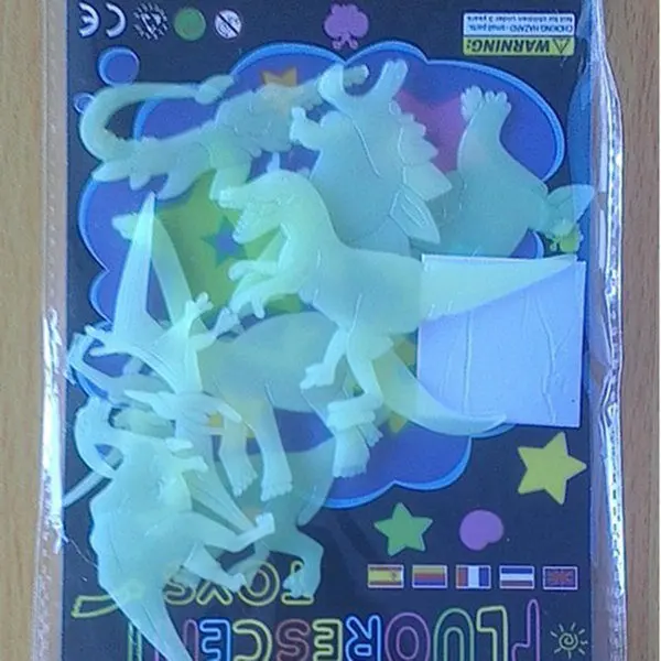9pcs Dinosaur Design Luminous Fluorescent Removable Sticker For Kids DIY