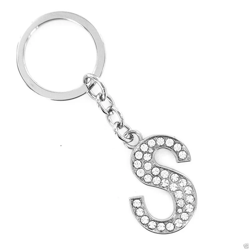 

Car Auto Keyring Diamond shiny A-Z Initials Letter Key Ring Shiny Silver Key Chain Car-styling p# dropship