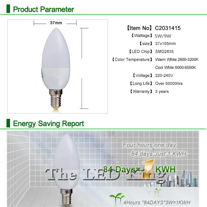 1 шт. E14 светодиодные свечи энергосберегающие лампы светильник Лампада Led ампулы Led E 14 5 Вт 9 Вт 220 В Домашний Светильник ing украшение Bombillas Led