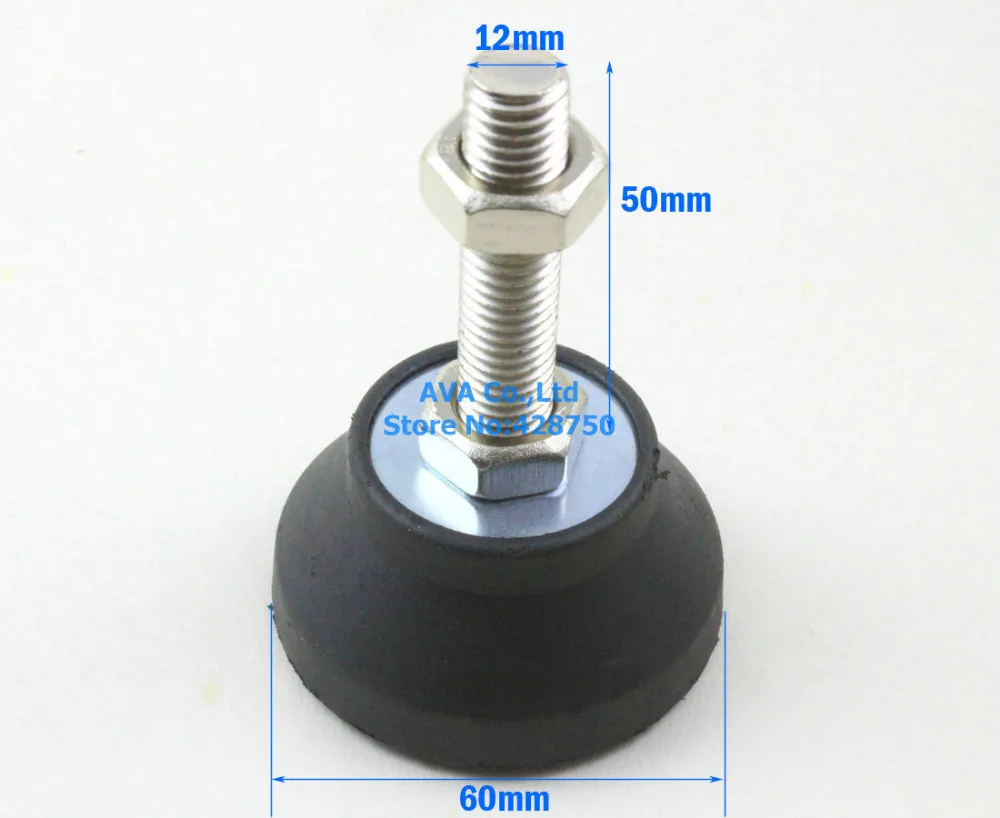 4 шт. M12 x 50 мм регулируемый токарный станок ноги мебель выравнивание ног Pad/60 мм база