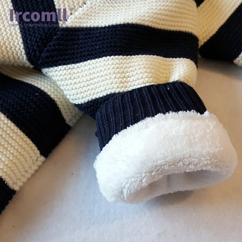 Ircomll утолщенные теплые детские комбинезоны комбинезон внутри флисовый вязаный свитер полосатый комбинезон Детская верхняя одежда дети снег