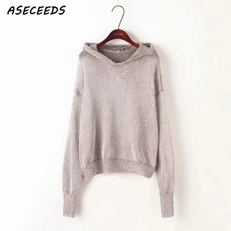 

Sweaters fashion 2019 women long sleeve Punk metal Silver knitted sweater korean clothes fall pullover tops with hat streetwear