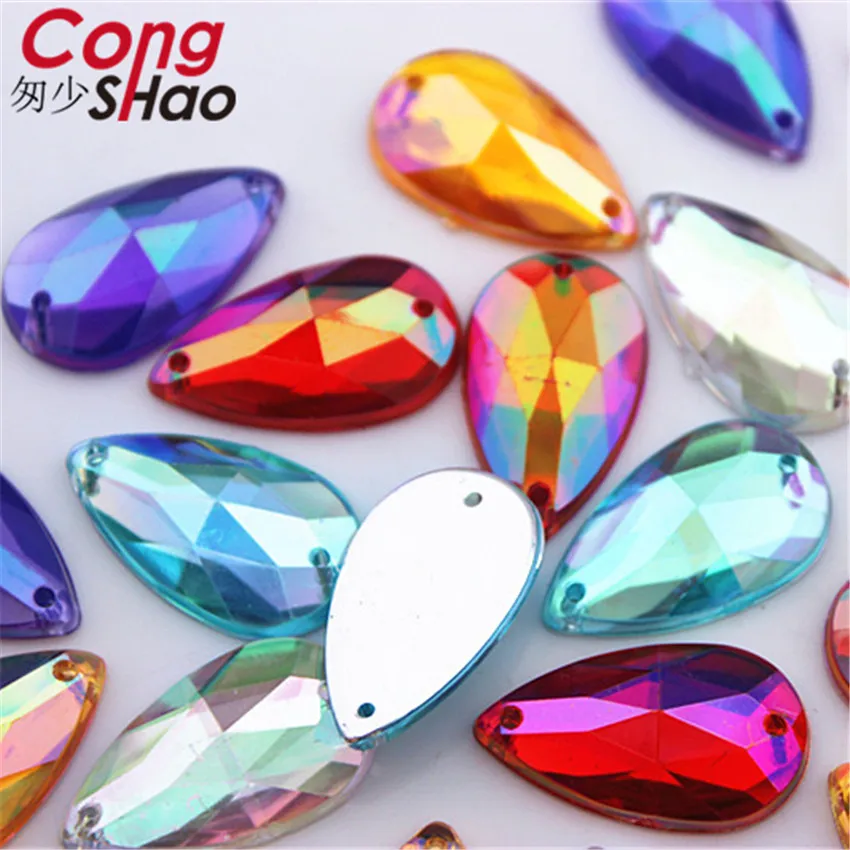 100 шт. акриловые стразы с плоским основанием для одежды 14 х24 мм|crystal flatback|rhinestone