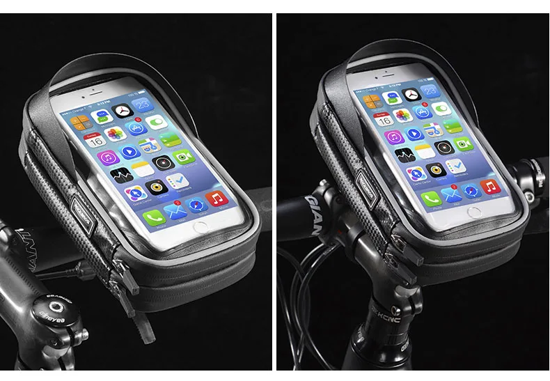 Cheap ROCKBROS Bicycle Bag 6 Inch Rainproof TPU Touch Screen Cell Bike Phone Bag Holder Cycling Handlebar Bags MTB Frame Pouch Case 15