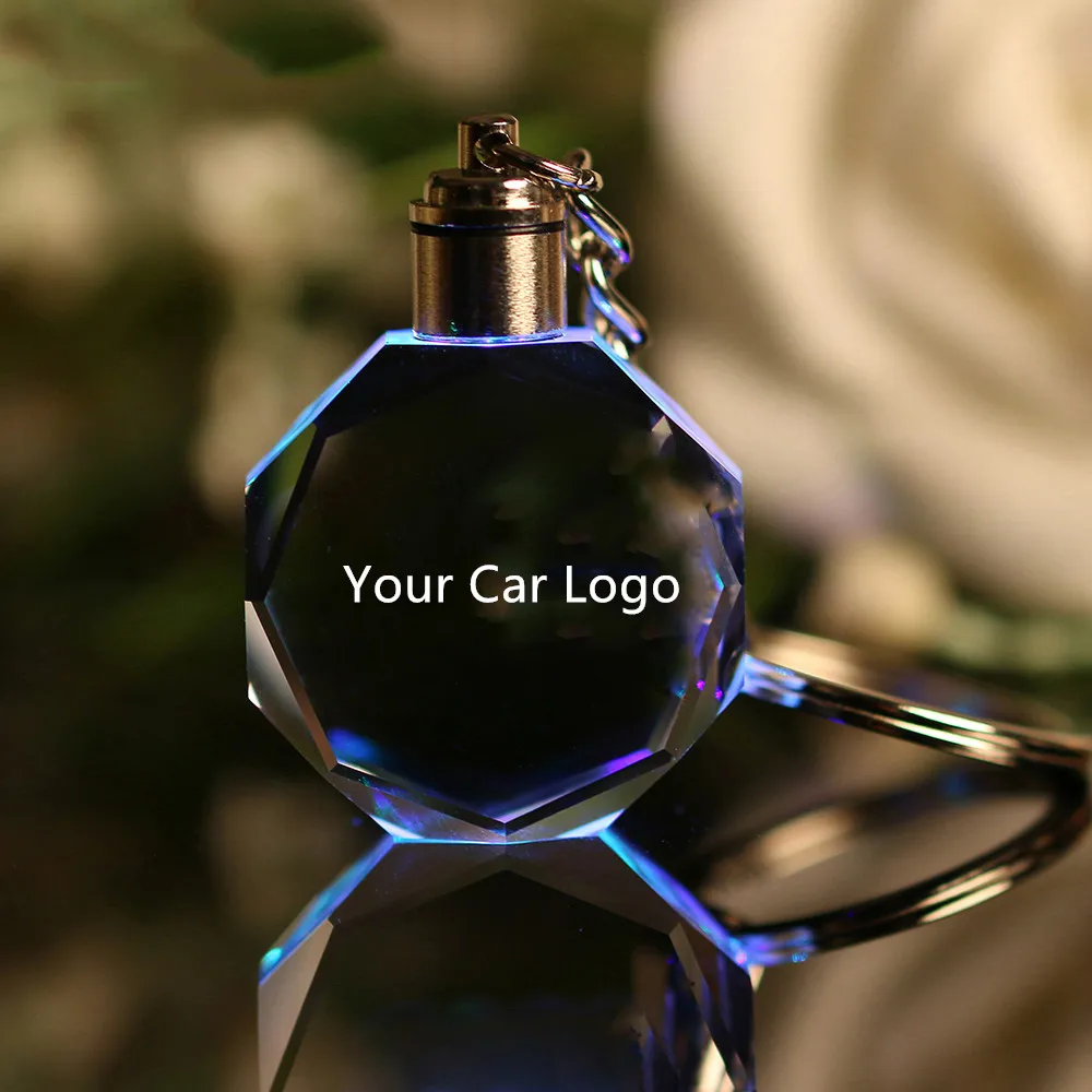 Светящийся брелок для автомобиля, брелок для ключей, кольцо, стекло, логотип автомобиля, кристалл, брелок для ключей - Цвет: For Y-AMAHA logo