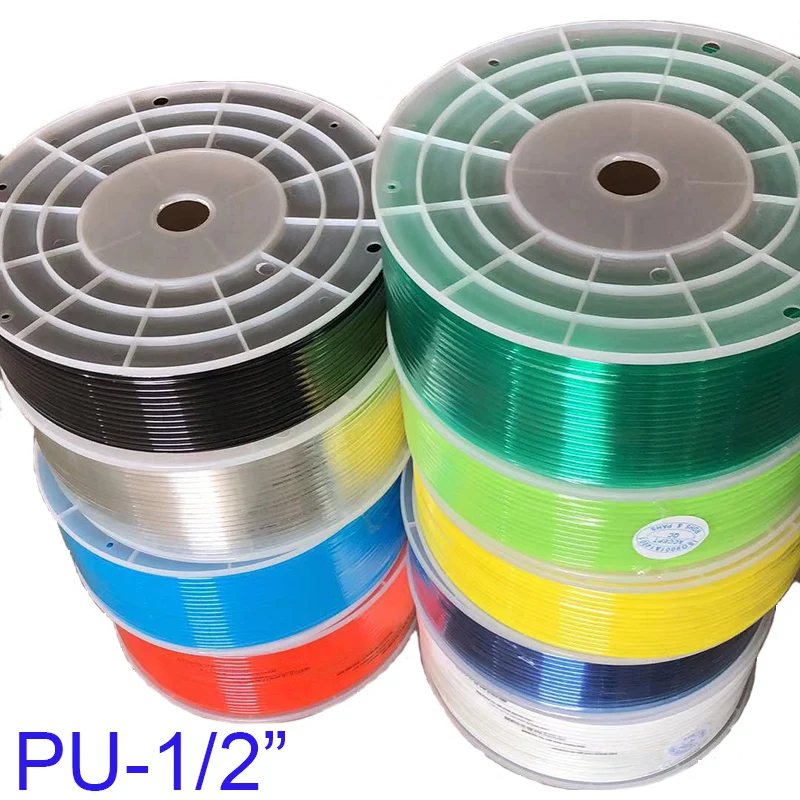 

Outside diameter 1/2 inch PU-1/2 100m high quality pneumatic polyurethane TPU air tube black Transparent blue hose pipe