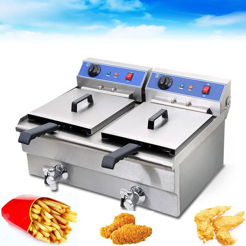 220V Electric Fryer Twin tank Frying Oven Chicken/Chips/Steak Fryer