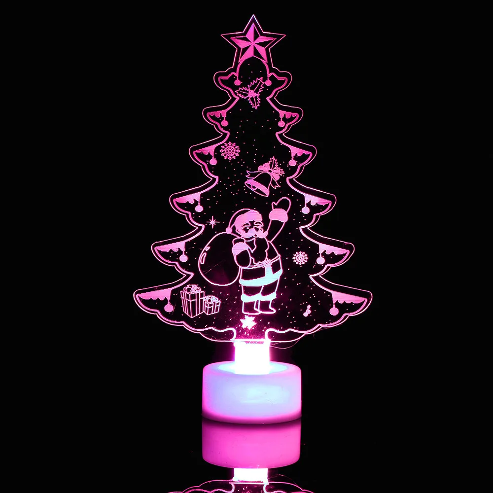 Автомобильные аксессуары для интерьера, креативный Ночной светильник светодиодный, декоративная лампа, светодиодный, цветная, Маленькая рождественская елка, Рождественский снеговик
