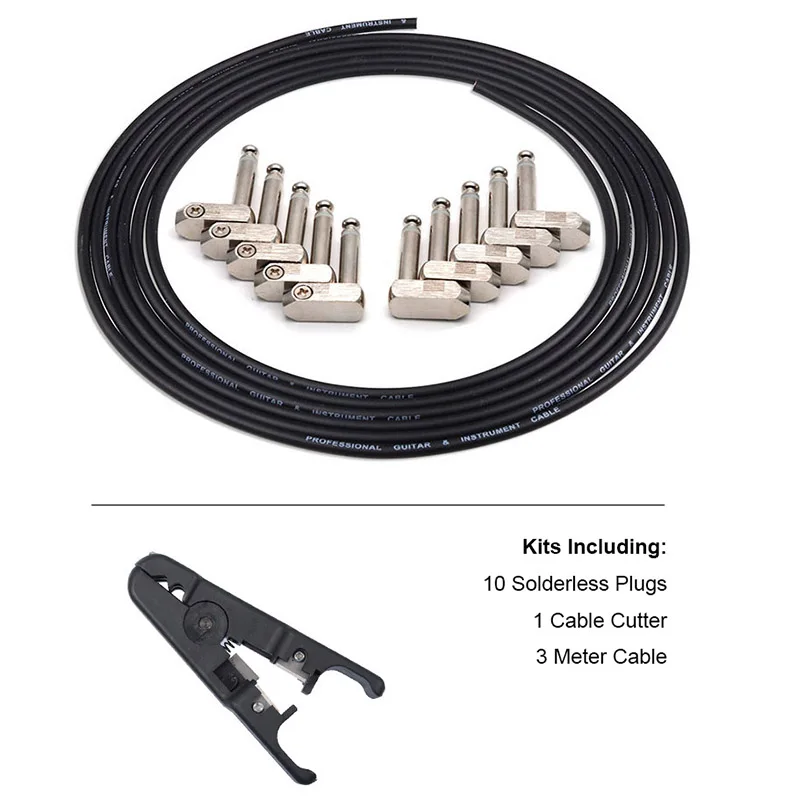 ALLMusic Solderless Connections Design Guitar Cable DIY Guitar Pedal Patch Cable kit 10 Solderless Angle Plug 3M Cable ALLMusic Solderless Connections Design Guitar Cable DIY Guitar Pedal Patch Cable kit 10 Solderless Angle Plug 3M Cable