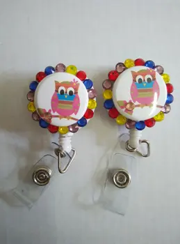 

Pink Owl Nursing Retractable id badge reel 10pcs/lot