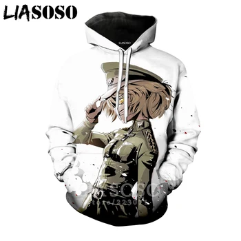 

LIASOSO Winter New Men Women Sweatshirt 3D Print Anime Youjo Senki Saga of Tanya the Evil Hoodie Long Sleeve Top Pullover B086-8