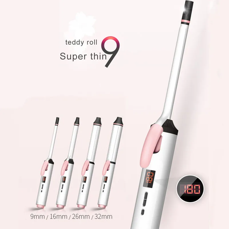 

220V Electric Hair Curler 9/16/26/32MM Professional Curl Irons Ceramic Hair Curler Curling Tongs LED Display Styling Tools
