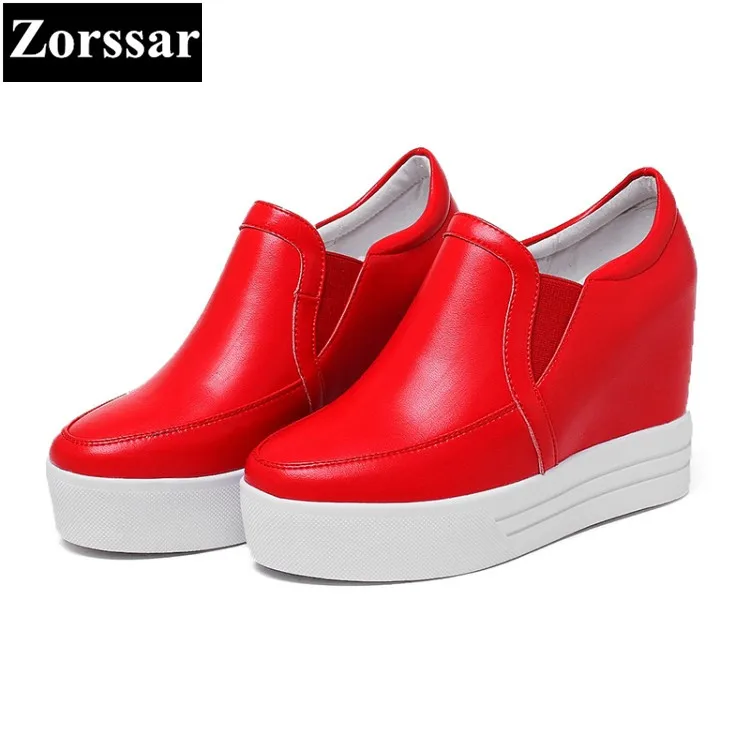 

{Zorssar} 2018 Fashion Women High Heels ladies wedge shoes Platform Pumps Woman height increase shoes casual slip on Women shoes