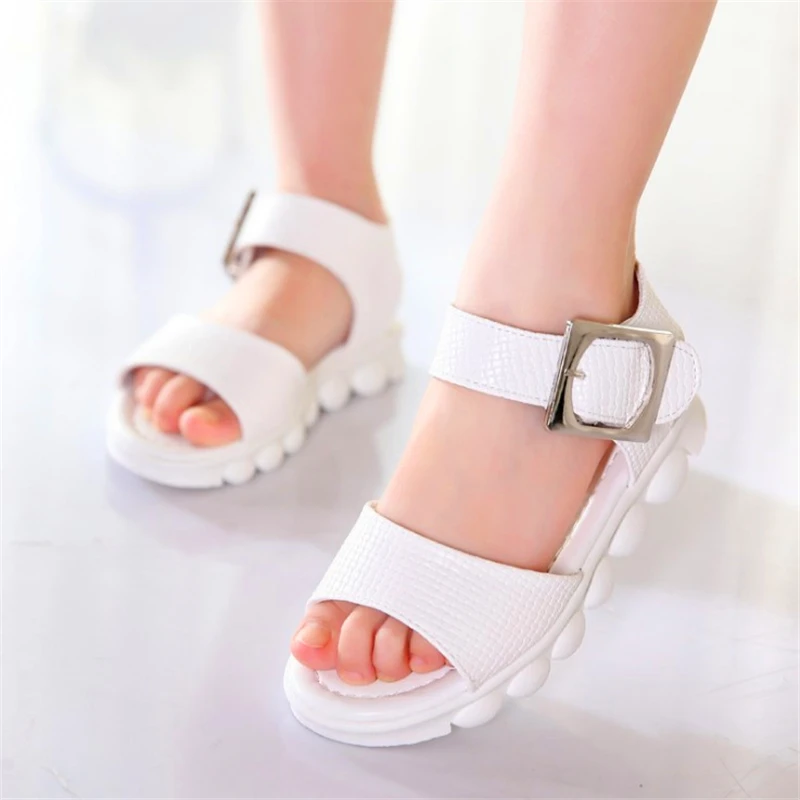 

2019 new girls sandals summer soft bottom beach sandals children sandals girls big flat casual school student beach shoes 26-36#