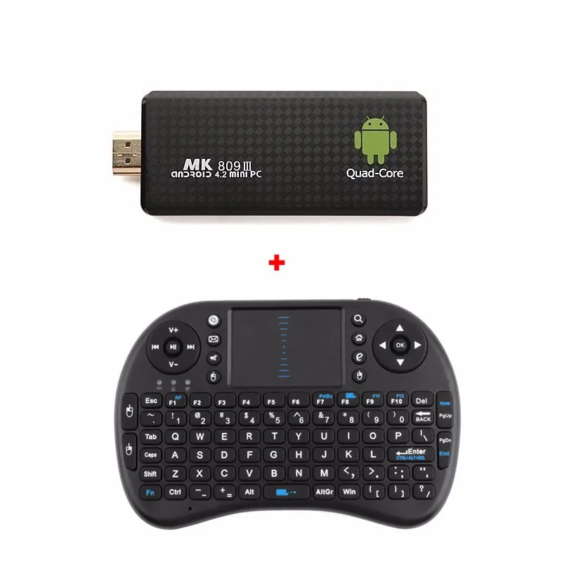 MK809III 2G/8GB четырехъядерный мини-ПК на Android Smart tv Box Stick+ беспроводная мышь с клавиатурой w/оригинальная Розничная коробка