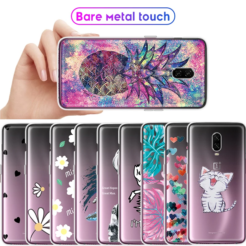 Full Protection Animals Flowers Silicone Printing Cover Bumper Capas For font b Oneplus b font 6