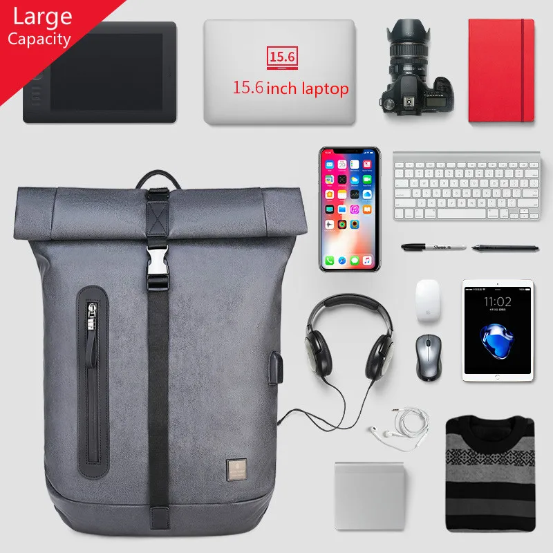 

Fashionable Men's Backpack Large Capacity Backpack Waterproof Carry Laptop External USB Charging Mochila Male Travel Bag B00283