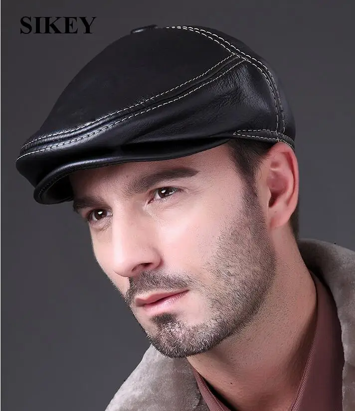 HL027 New Design Men's 100 Genuine Leather Cap /Newsboy /Beret /Cabbie
