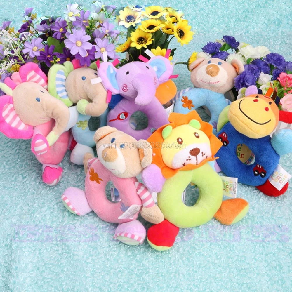 hand bell Baby Kids Animal Model Wrist Hand Bell Rattle Soft Plush Stuffed Educational Toy HC6U