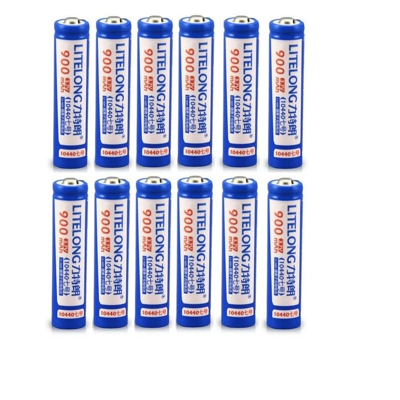 

12pcs High power 3.7v 900MAH AAA rechargeable battery 10440 lithium battery flashlight rechargeable battery