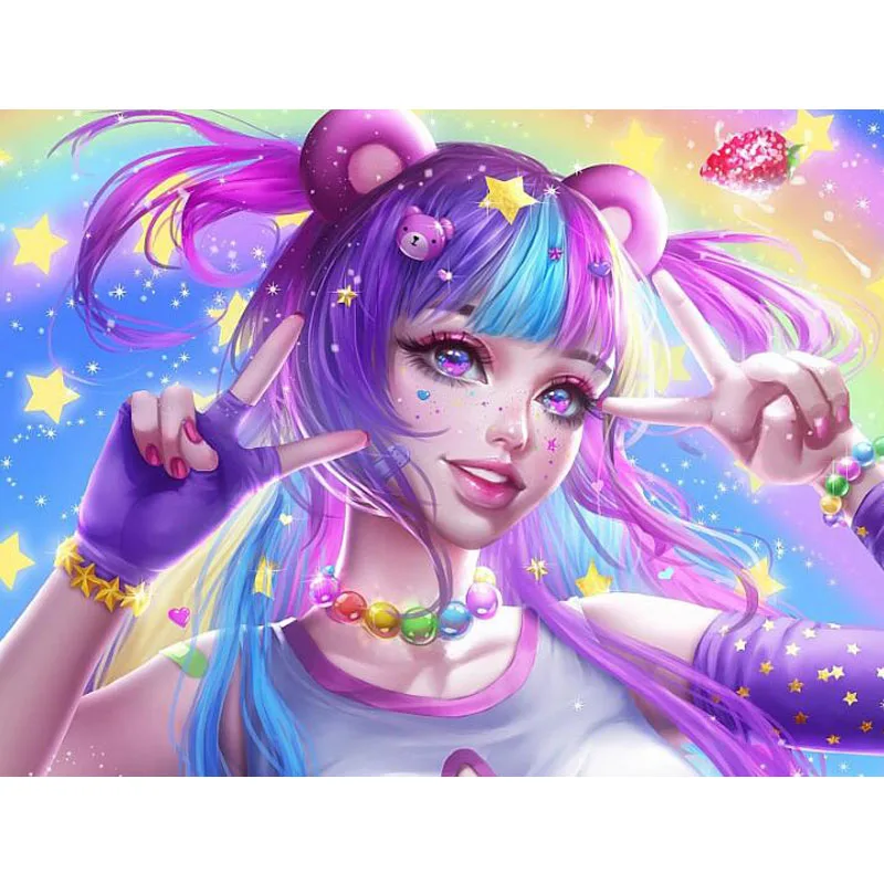 Diy Diamond Embroidery Japan Anime Girl 5D Painting Full Mosaic Picture Rhinestones Cross-stitch Home Decoration | Дом и сад