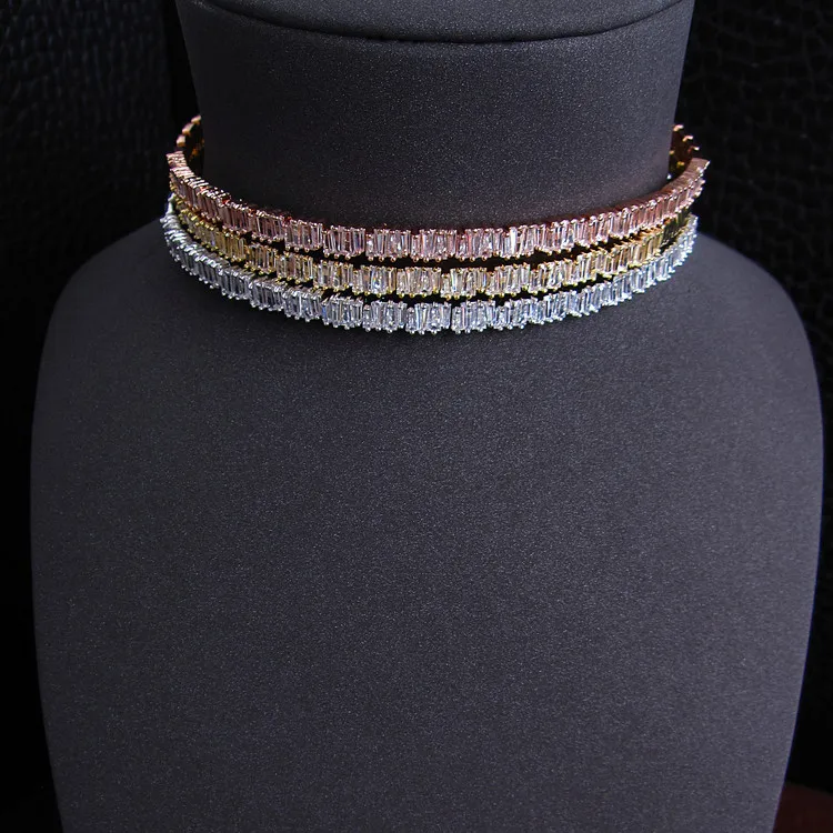 

Hot sale Fashion popular AAA cubic zirconia Baguette choker necklace ,Torque women's accessarioes,NT0377