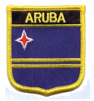 

ARUBA Flag Embroidery Patch Made by Twill with Merrow Border and PVC Backing Make Items as Client Request MOQ50pcs Free Shipping