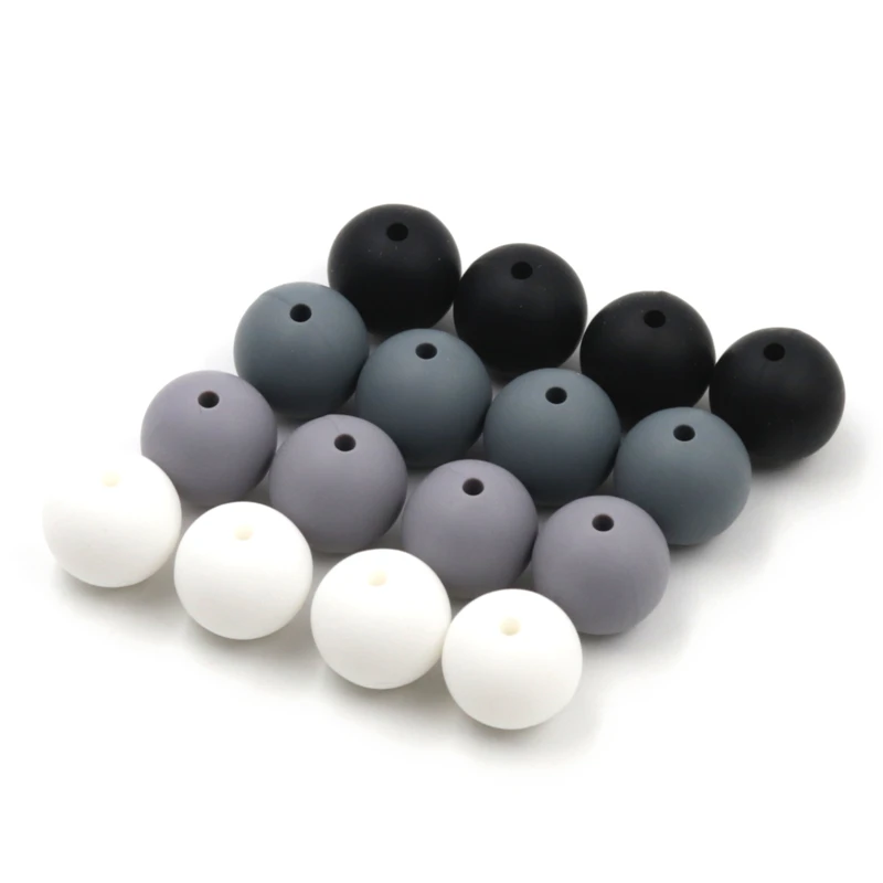 9 19mm White Gray Black Silicone Beads Sets Baby Teething beads Food