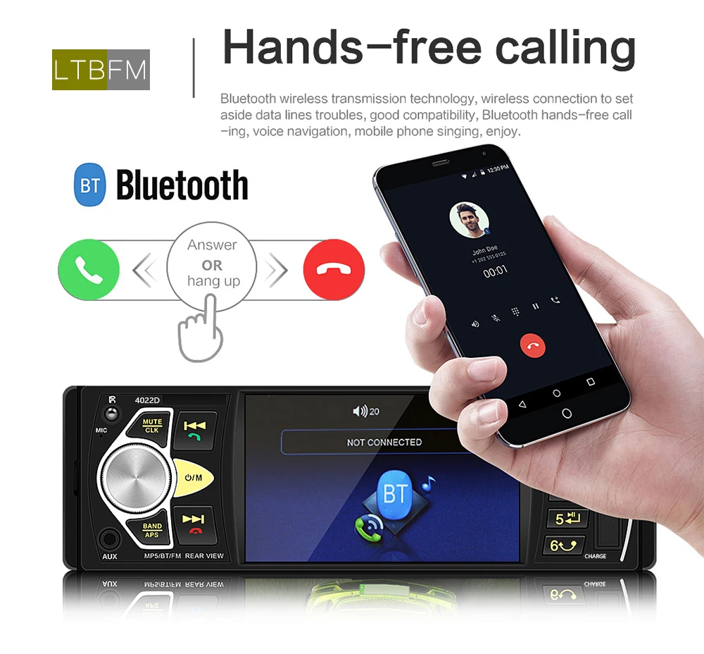 Rádio do Carro Ltbfm Bluetooth Autoradio Din Estéreo Auto Multimídia Mp5 Player tf Usb Mp3 Rádio Coche Áudio Vídeo 4022d 1 10 tf usb mp3 rádio coche áudio vídeo player