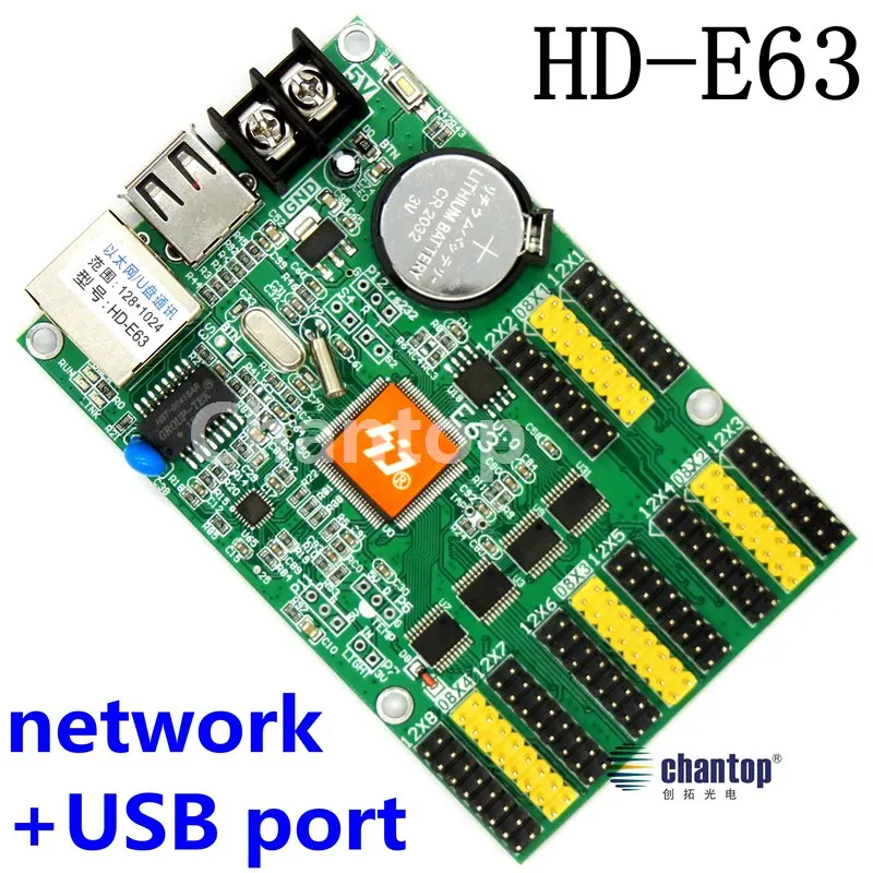 

HD-E63(HD-E41) Ethernet + USB port led controller for scrolling message led sign board display showing picture, text, graph