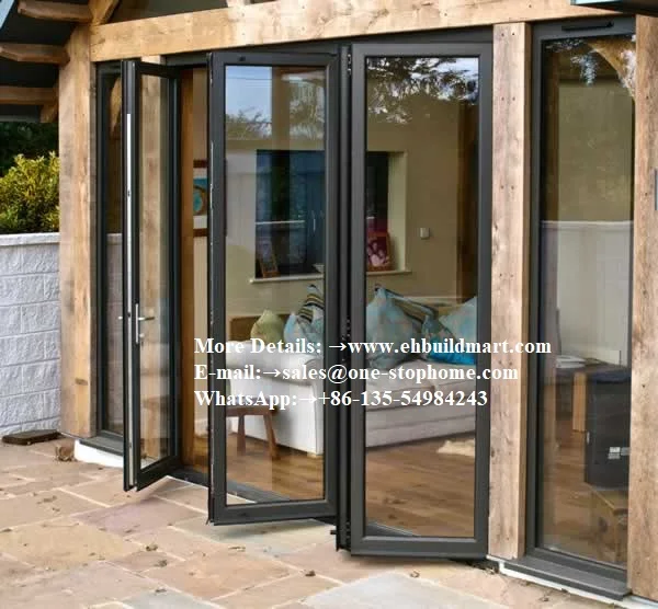 Hurricane Proof Double Glazing Aluminum Folding Door Exterior