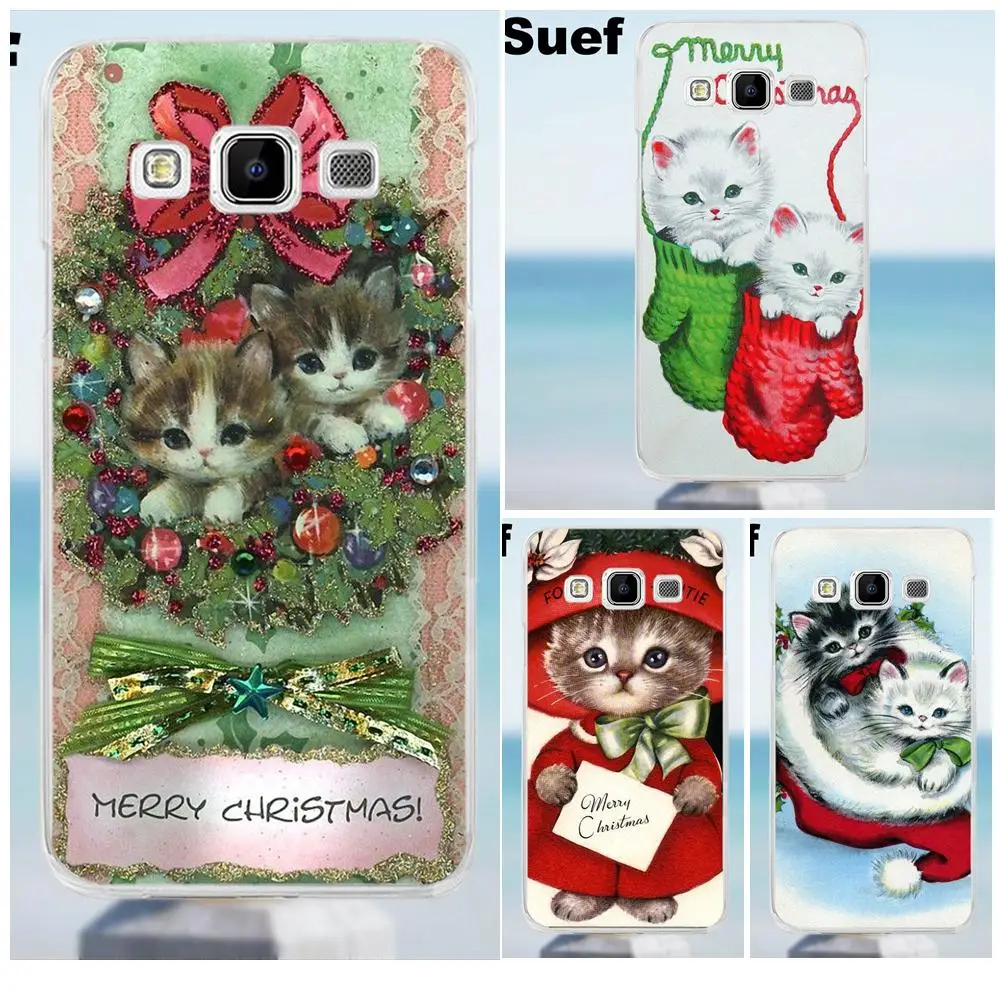 Suef Vintage Kitty Christmas For Galaxy Alpha Core Prime Note 2 3 4 5 S3 S4 S5 S6 S7 S8 mini edge Plus Soft 2017 New Arrival | Мобильные