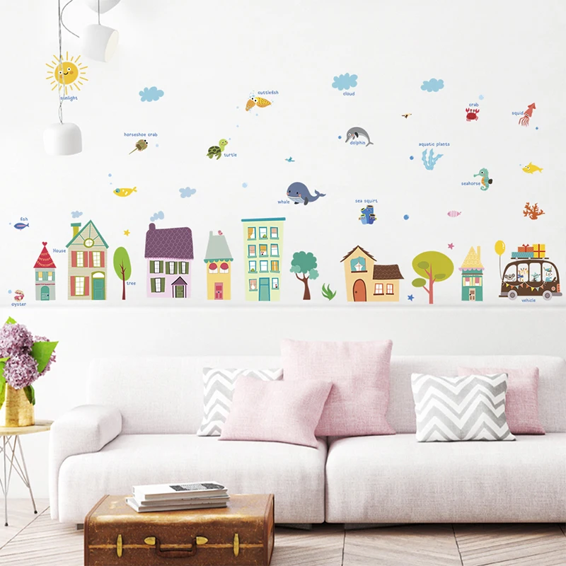 Животные дом декоративные наклейки на стену детская комната мультфильм украшения ПВХ Фреска DIY художественные наклейки на шкаф