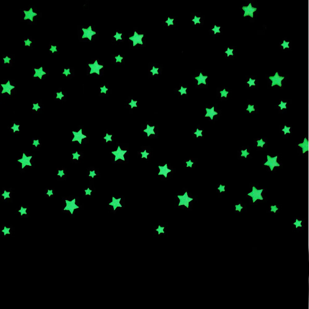 Украшение chambre enfant, 100 шт., красивые флуоресцентные наклейки на стену для детской спальни, светится в темноте, со звездами, 0,98 - Цвет: as picture