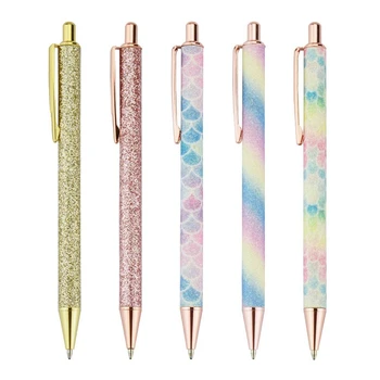 

Ballpoint Pens, 5Pcs Retractable Pen Black Ink Medium Point (1.0Mm) Click Ball Pens Rose Gold Office Supplies For Men, Women,