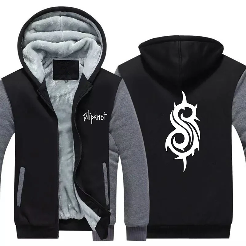 USA SIZE slipknot Hoodies Men's Jackets Winter Warm Coat Zipper Hooded