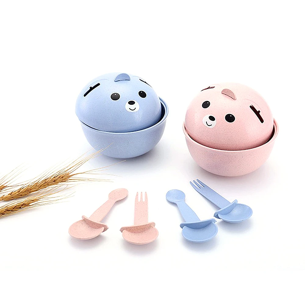 

Anti-Scalding Anti-Fall Wheat Straw Children Cutlery Set bowl fork spoon Home Table Supplies ramen bowl mixing bowl