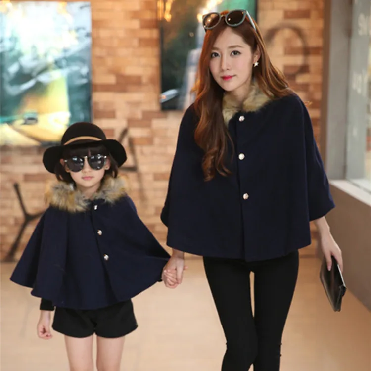 

NEW fashion mother & kids family matching outfits cloak coat thicken velvet mother daughter outfits girls winter coat
