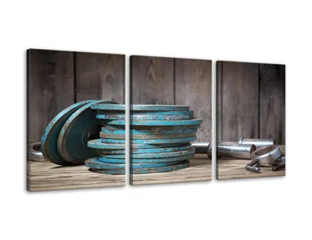 

3 Panel Canvas Vintage Dumbbells Fitness Bodybuilding Gym Canvas Wall Art Home Decor for Living Room Modern Artwork office decor