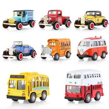 

Alloy Retro Bus Toy Car School Bus piPckup Classic Car Metal Car Model Pull Back Sound Light Diecast Vehicle GIFT