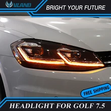 Автомобиль лампа для Volkswagen VW Golf 7 MK7 Гольф 7,5 MK7.5 светодиодный фар двойной U Стиль ксеноновых фар