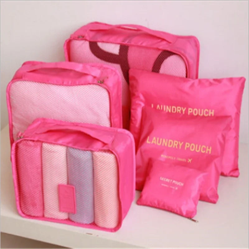 

6PC Travel Storage Bag Set Trolley Case Shoes Clothes Organizer