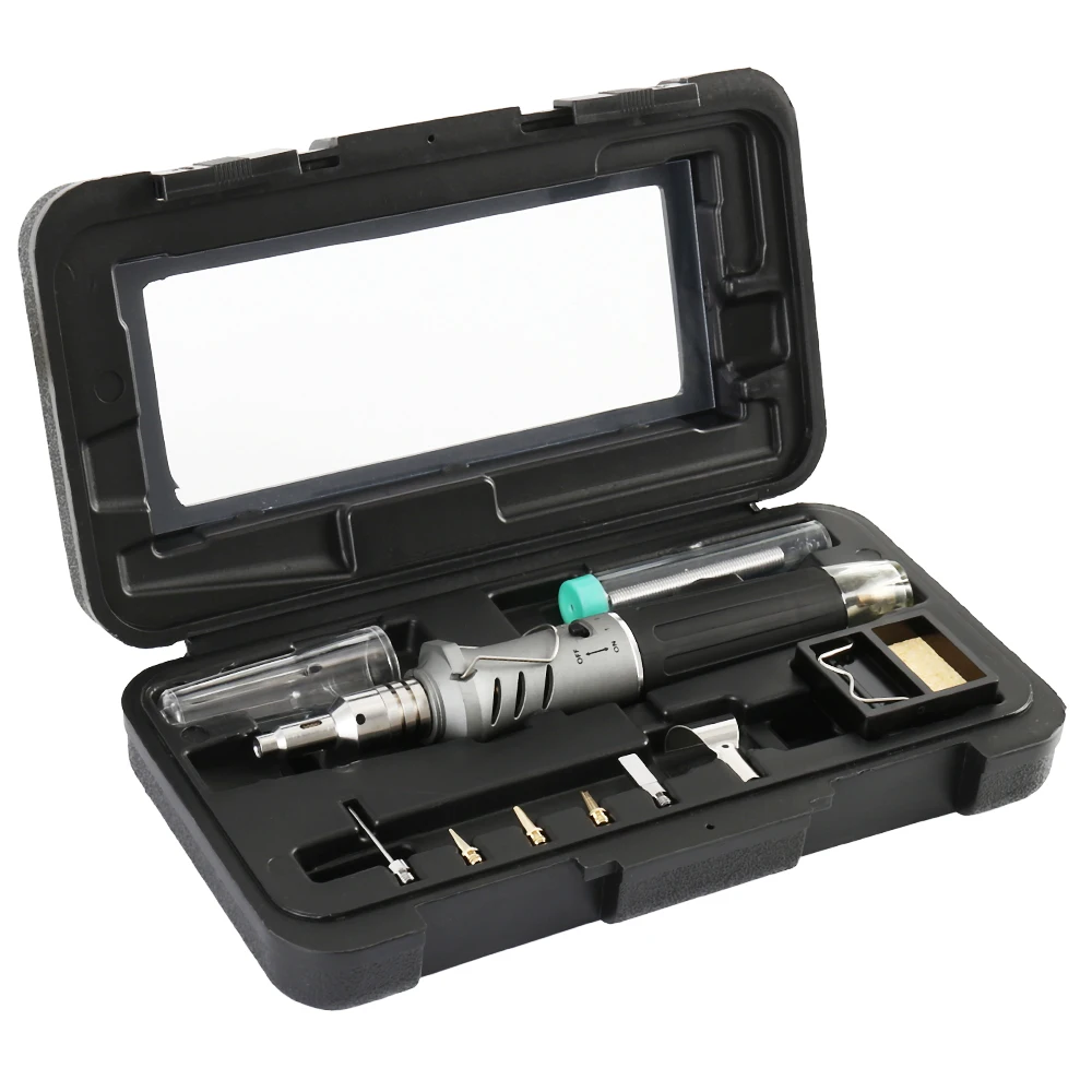 

Soldering Iron Professional 10 in 1 Silver Soldering Iron Set Butane Gas Soldering Iron Set Welding Equipment