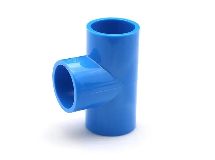 ПВХ водопроводная труба фитинги синий прямой локоть твердый равный тройник четыре-полосные Соединители Пластиковые соединительные части для орошения воды - Цвет: Tee