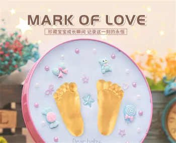 

New Baby Care Air Drying Soft Clay Baby Handprint Footprint Imprint Kit Casting Light Hand Print Inkpad Fingerprint Scale