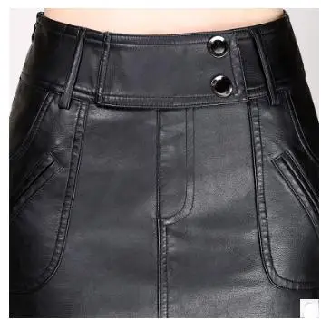 Женская тонкая юбка со шнуровкой на боку черная кожаная юбка большого размера с высокой талией пикантные кожаные юбки больших размеров Saias K961