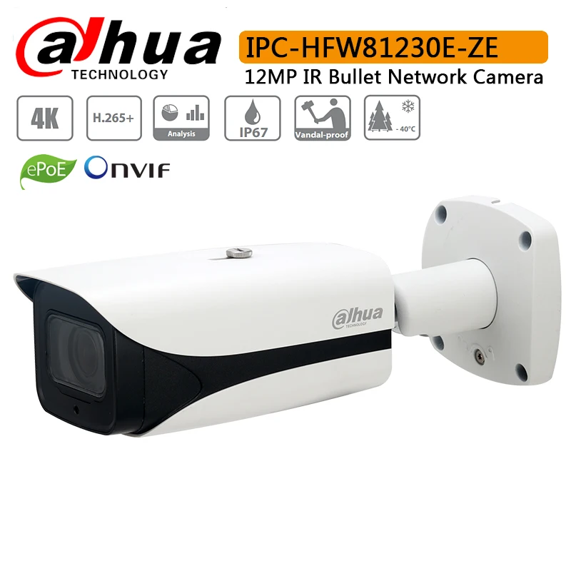 

Original Dahua IPC-HFW81230E-ZE 12MP IR Bullet Network Camera with Max. IR LEDs Length 50m IP Camera IPC-HFW81230E-ZE